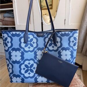 Kate Spade Navy and Light Blue Patterned Tote